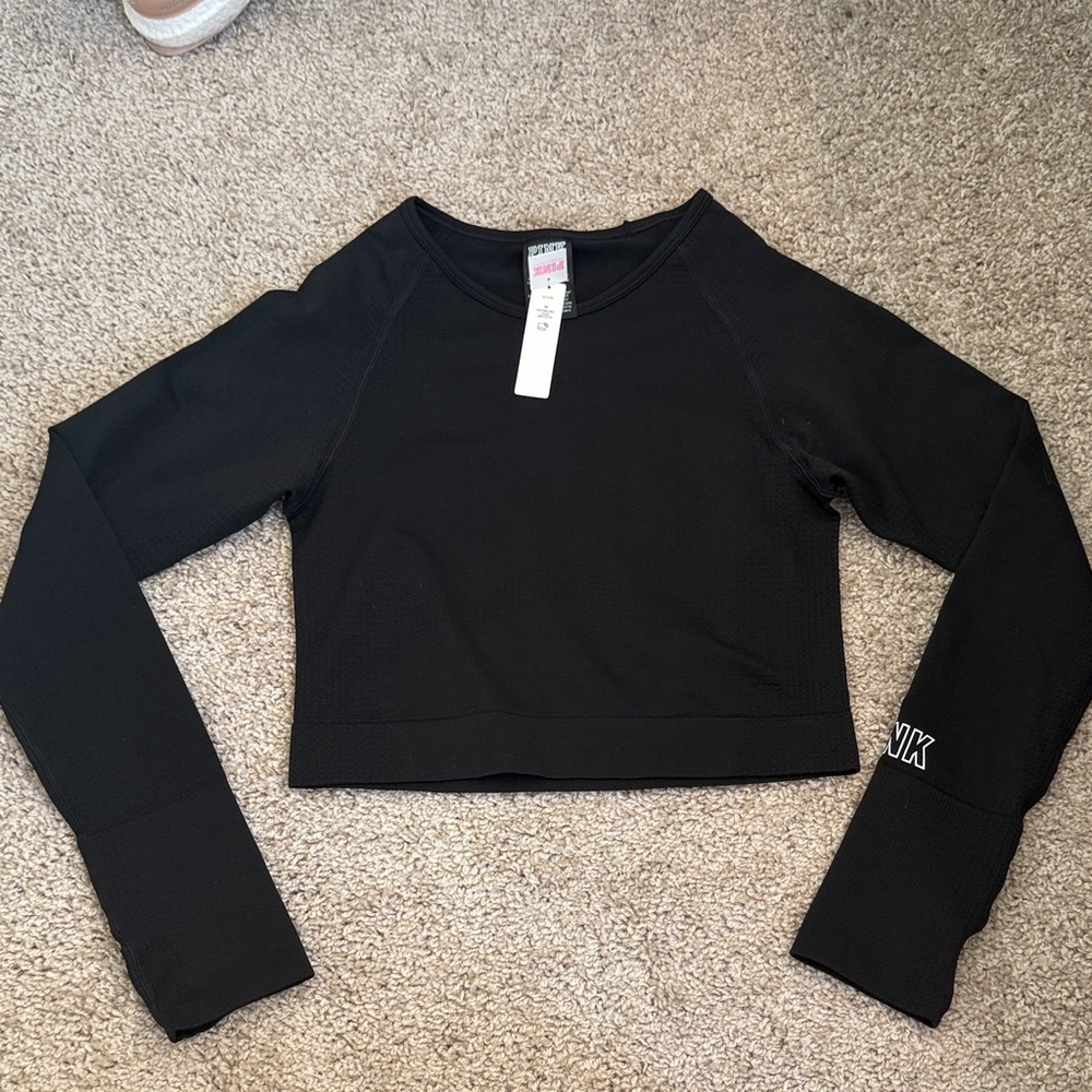 PINK Victoria's Secret Black Seamless Workout Top